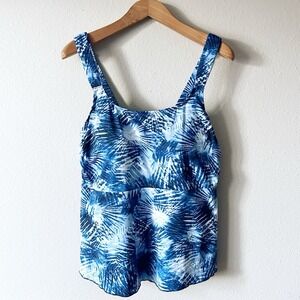 Lands’ End Flutter Tankini Swim Top Women’s Plus Size 1X NEW UPF 50 Soft Cups